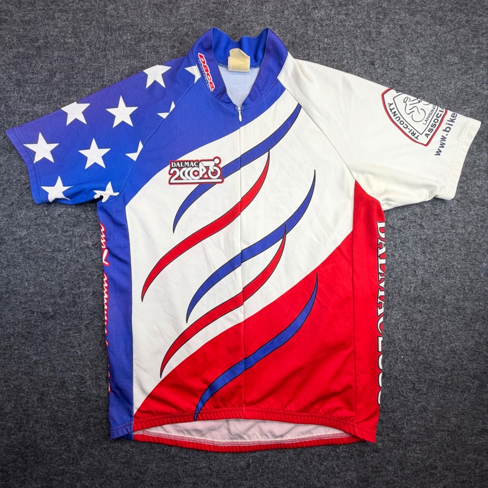 Pace Cycling Jersey Mens M Red White Blue DALMAC 2000 30th Annual Ride Michigan